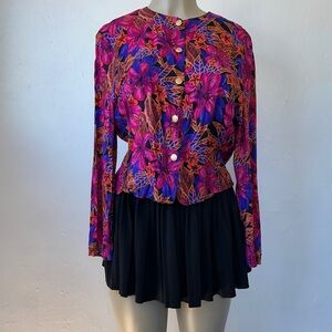 Vintage colorful floral blouse/blazer Sz 12